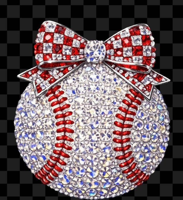 Faux Rhinestone Baseball with Bow