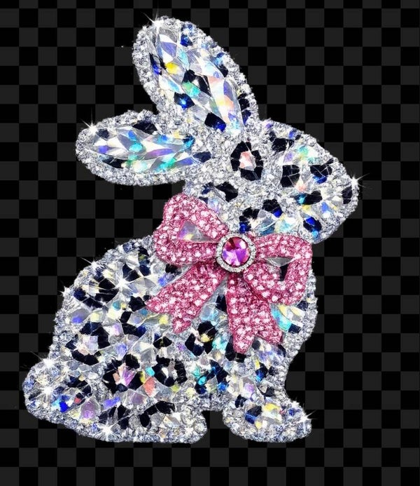 Faux Rhinestone leopard bunny