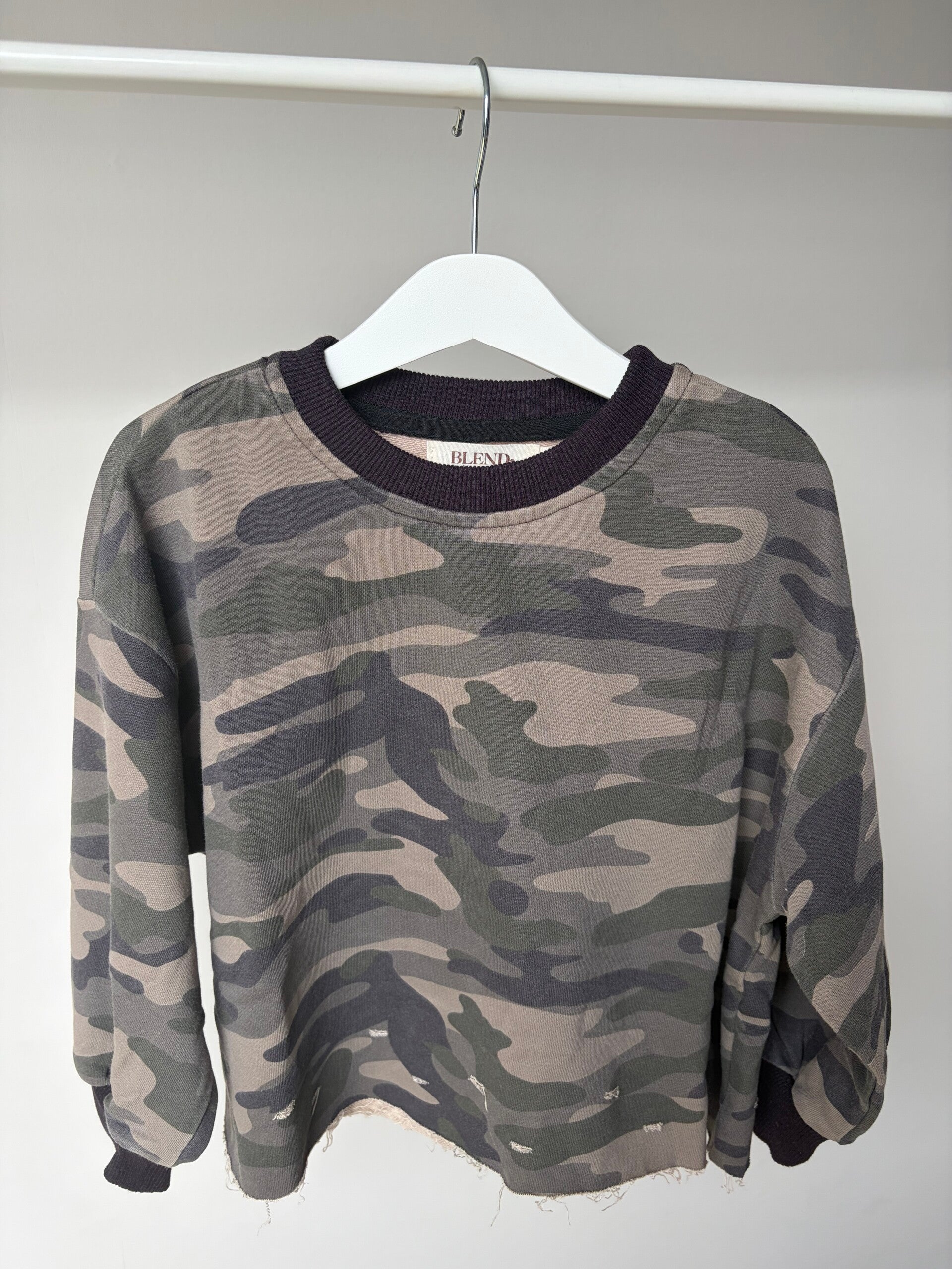Camo damaged sweater