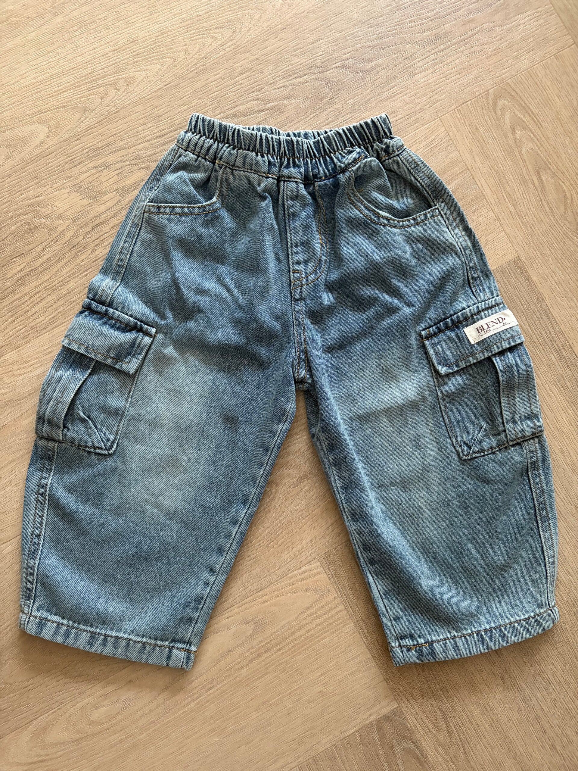 Denim cargo balloon pants