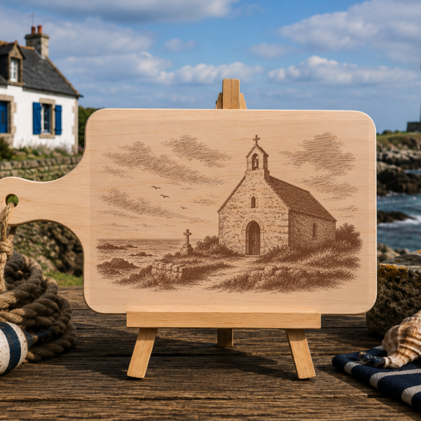 Planche à découper en bois d'aulne - Chapelle bretonne