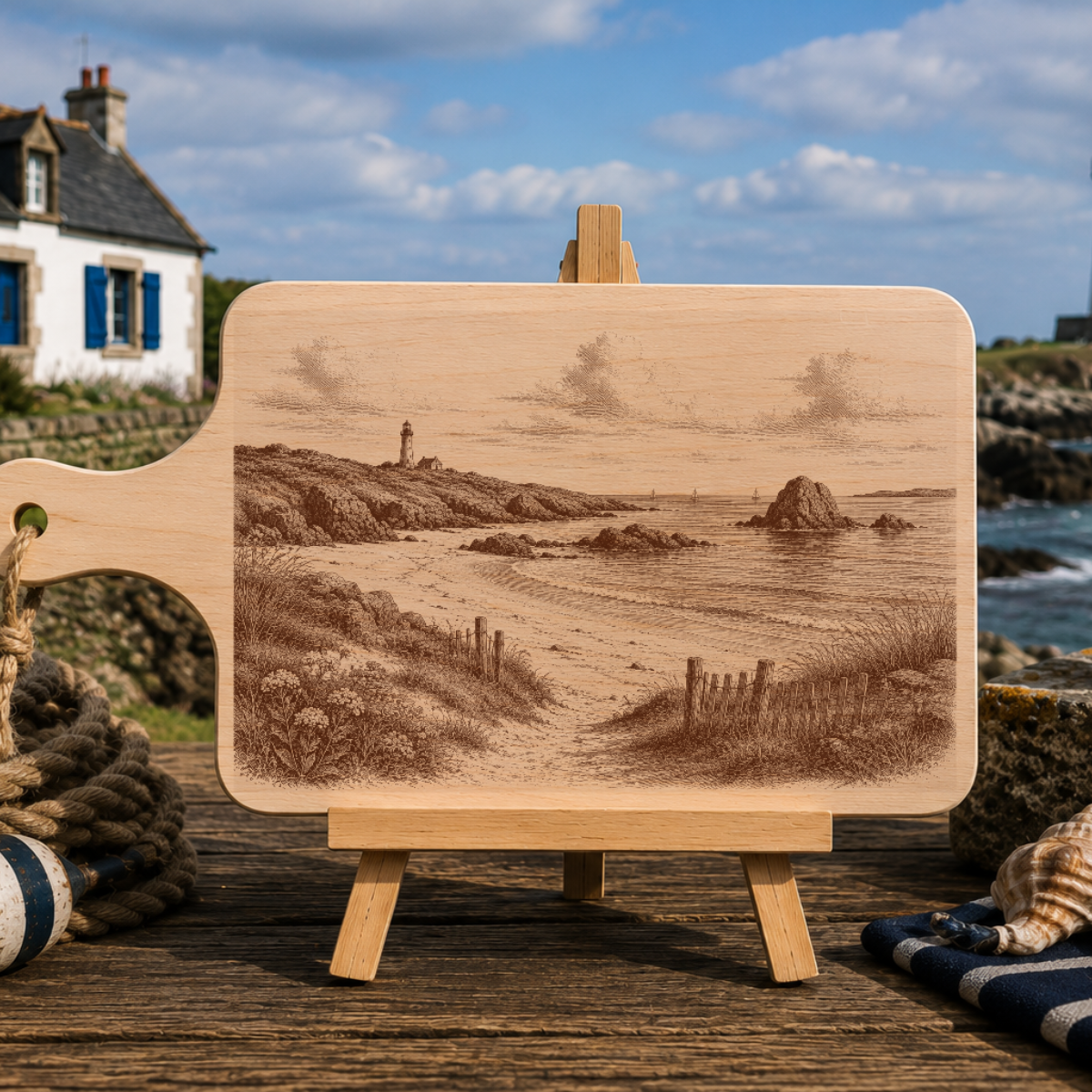 Planche à découper en bois d'aulne - Plage de l'île vierge