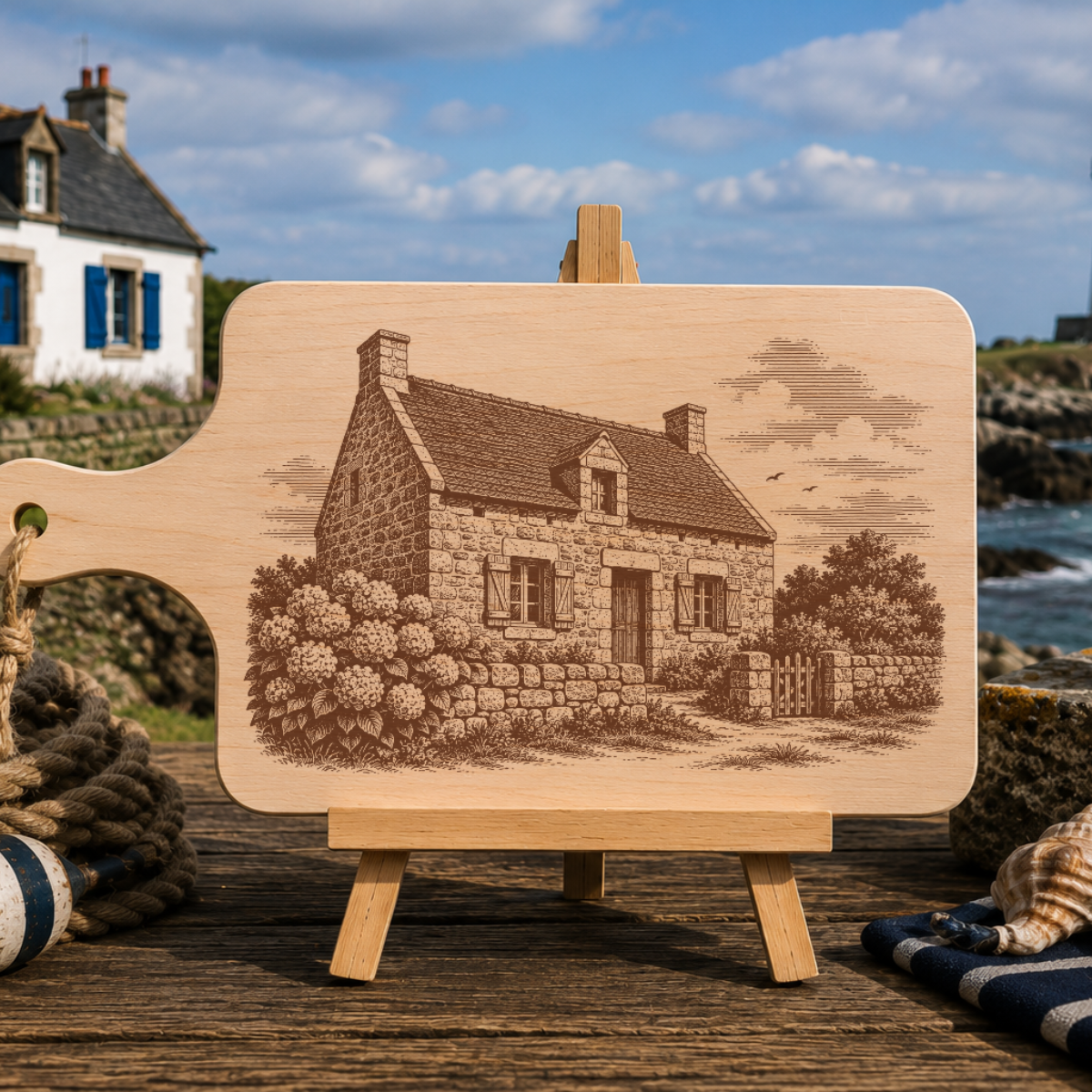Planche à découper en bois d'aulne - Maison en granit
