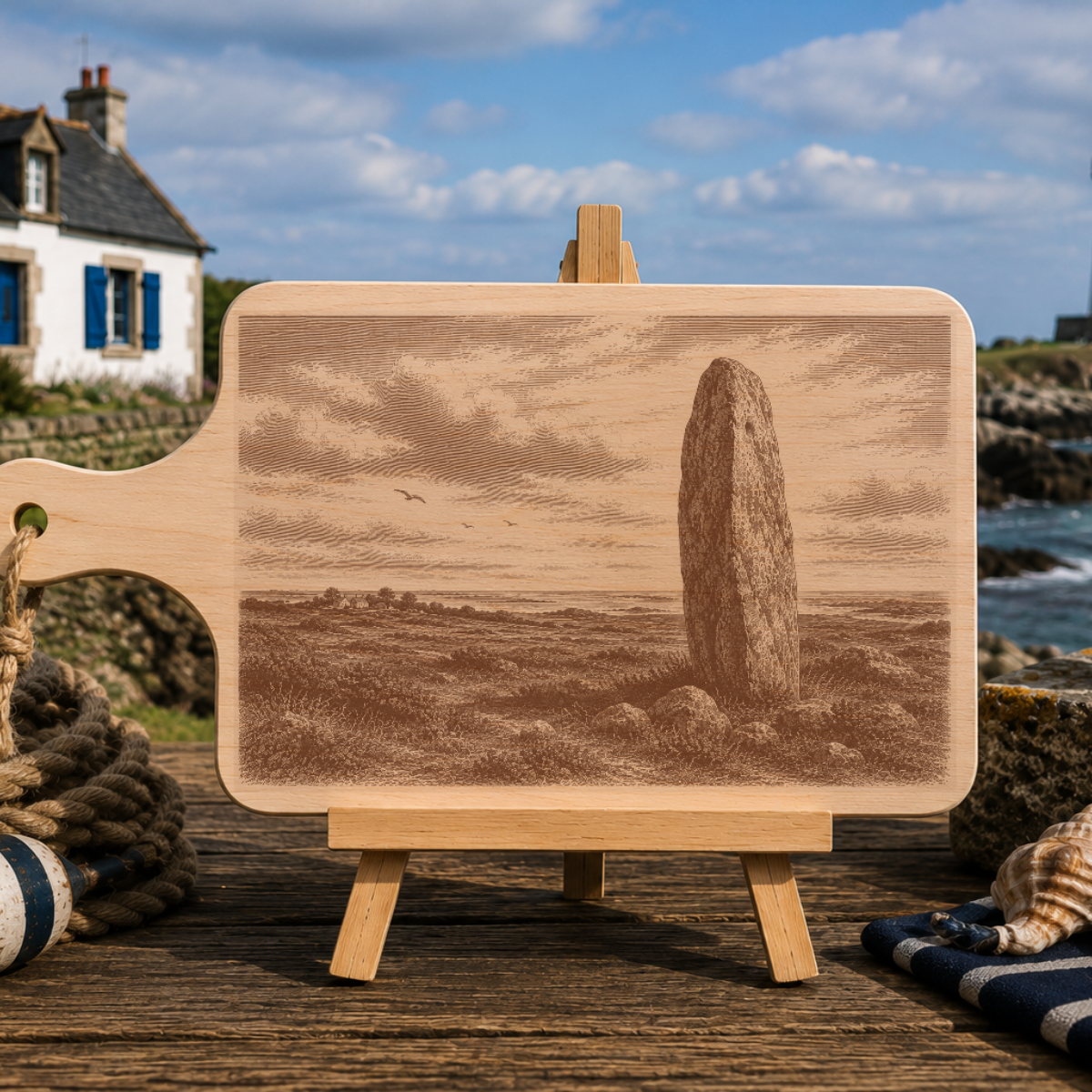 Planche à découper en bois d'aulne - Menhir Solitaire