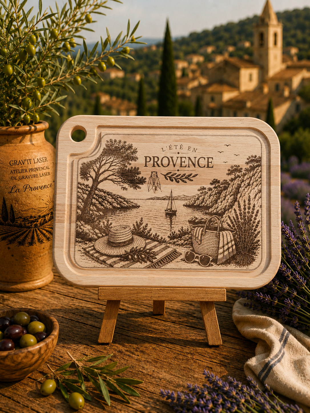 Planche à découper en hêtre - L'été en Provence