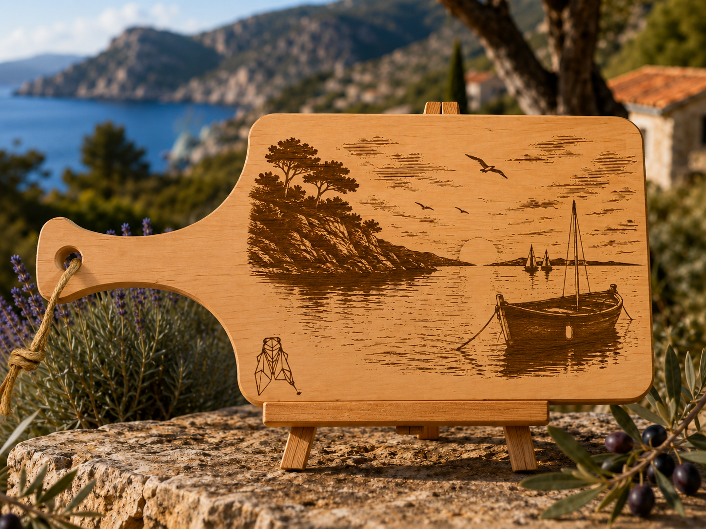Planche à découper en bois d'aulne - Évasion en bord de mer