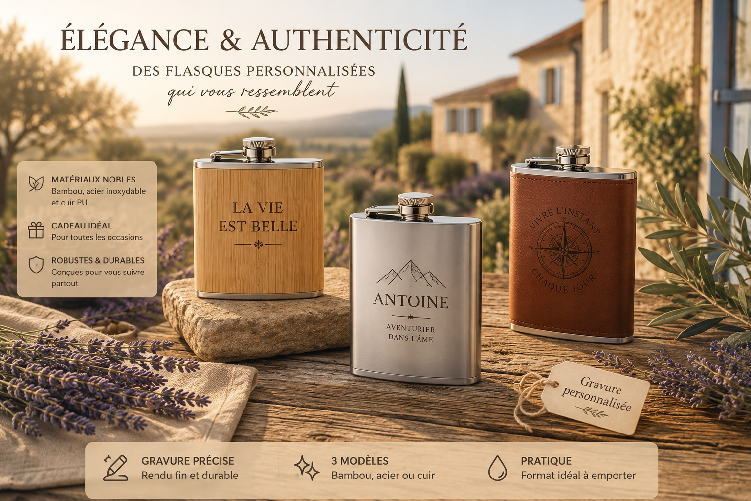 Flasque personnalisée en acier inoxydable