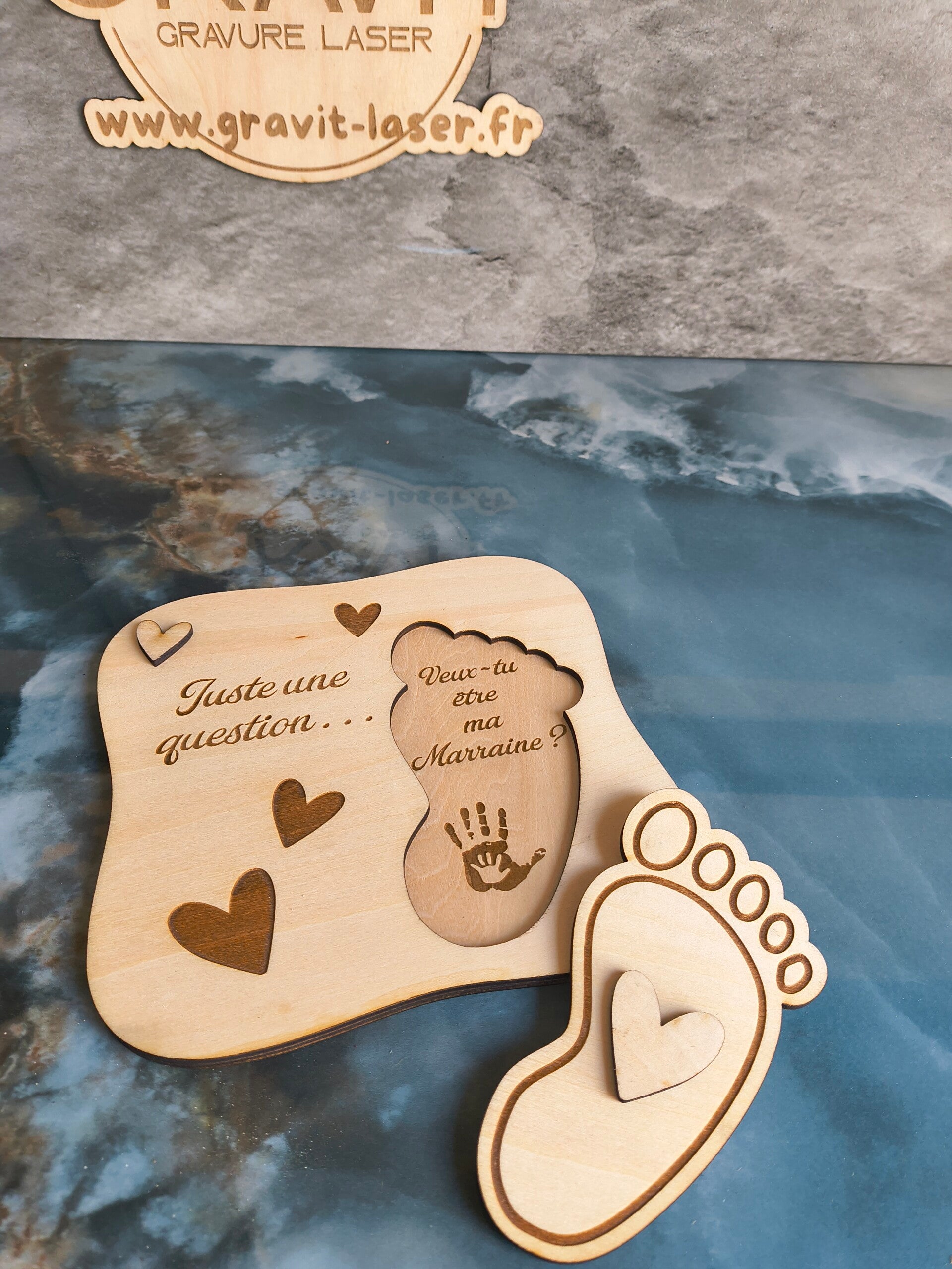 Plaque en bois - Veux-tu être ma Marraine?