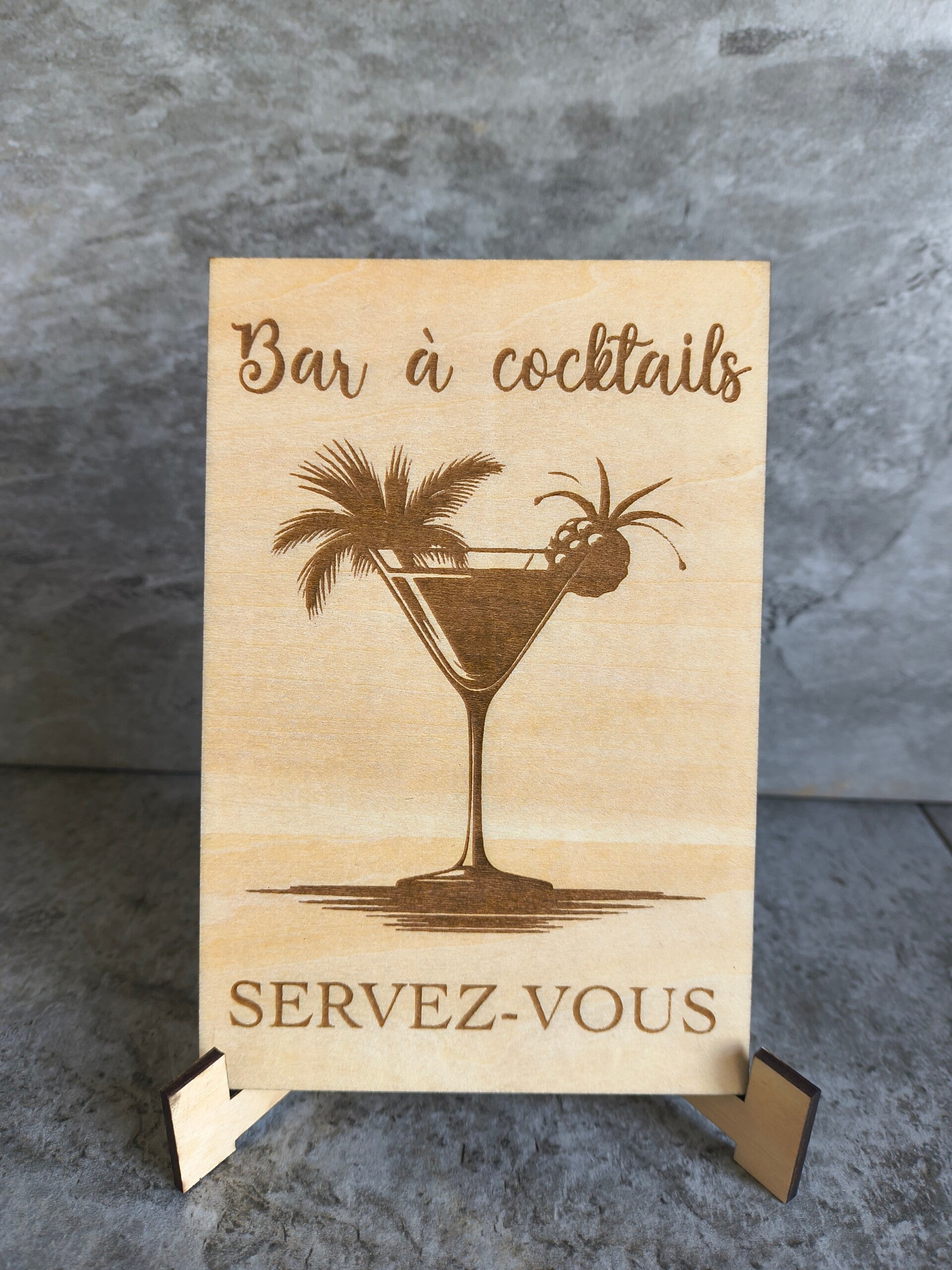 Plaque en bois pour mariage - Bar à cocktails