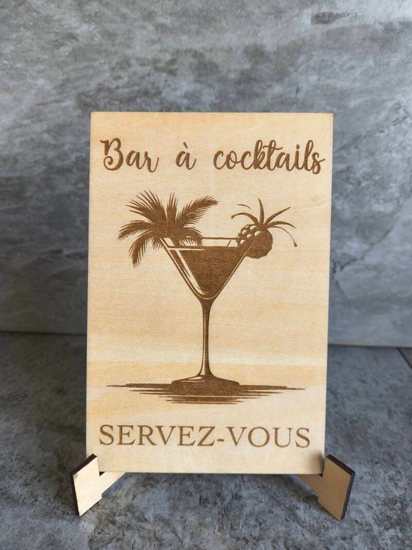Plaque en bois pour mariage - Bar à cocktails