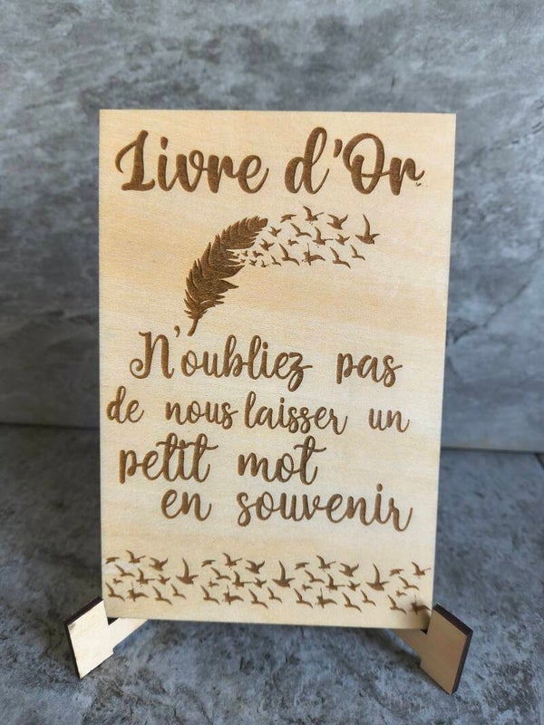 Plaque en bois pour mariage - Livre d'Or
