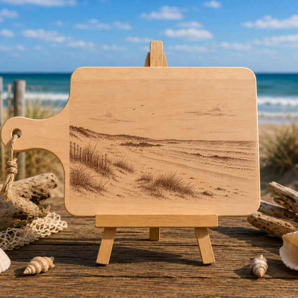 Planche à découper en bois d'aulne - Plage sauvage