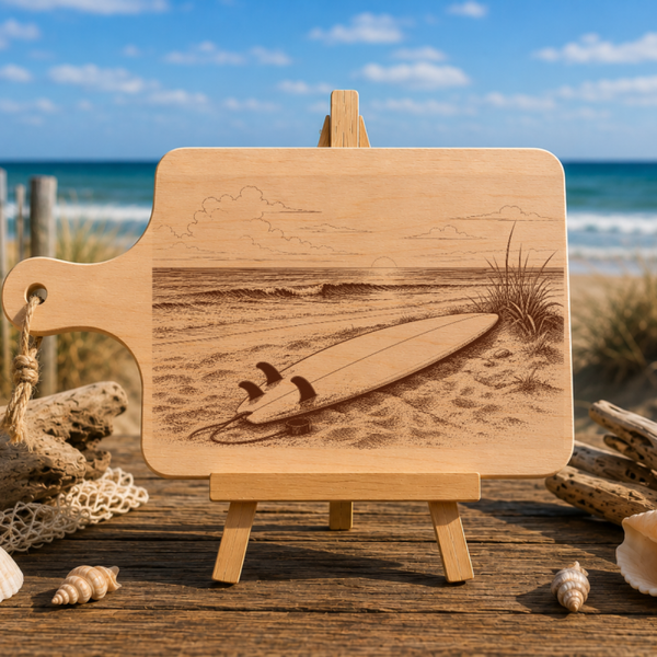 Planche à découper en bois d'aulne - Planche dans le sable