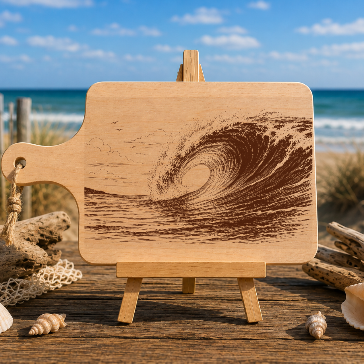 Planche à découper en bois d'aulne - Vague tubulaire