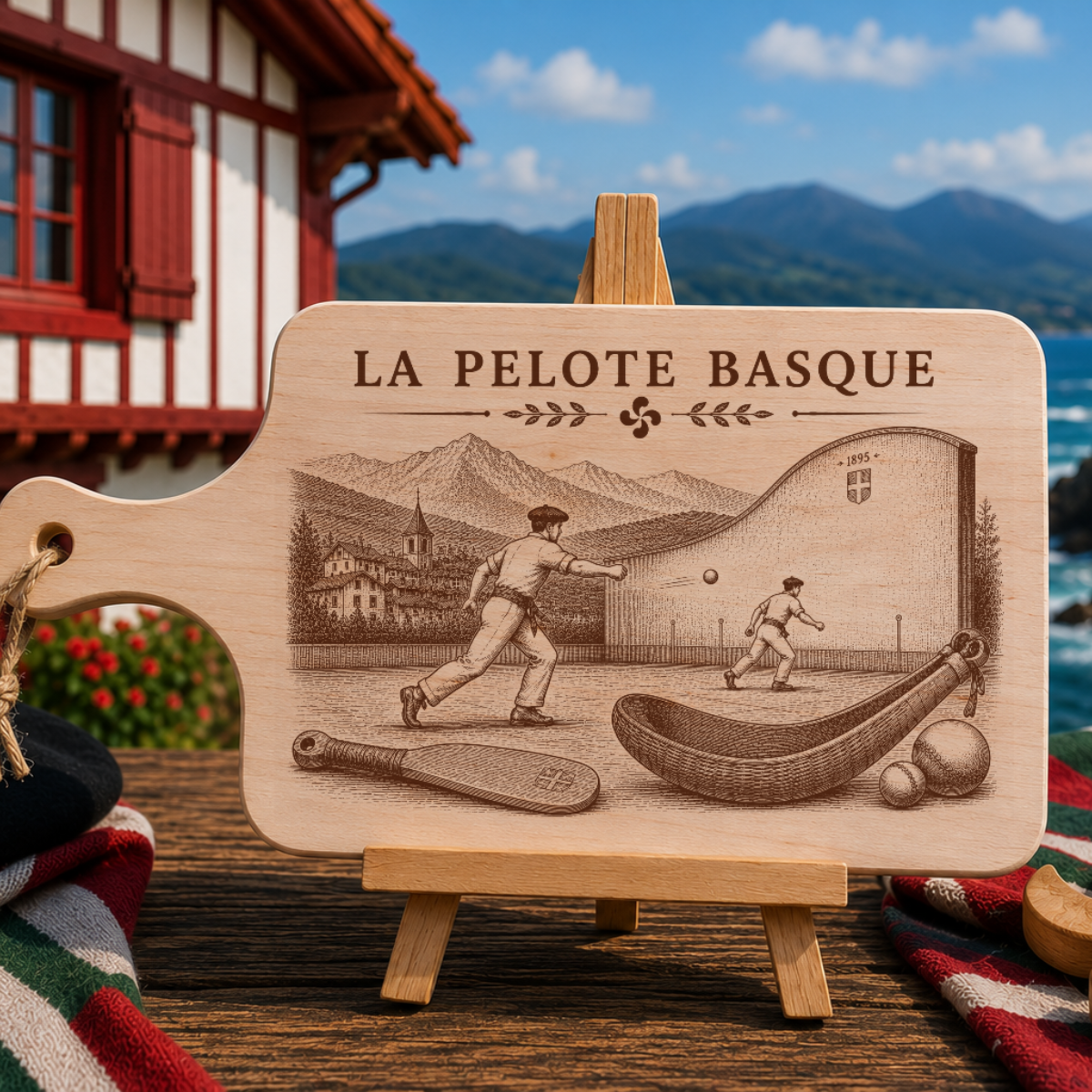Planche à découper en bois d'aulne - La pelote basque