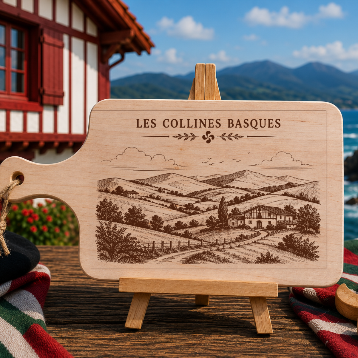 Planche à découper en bois d'aulne - Les collines basques