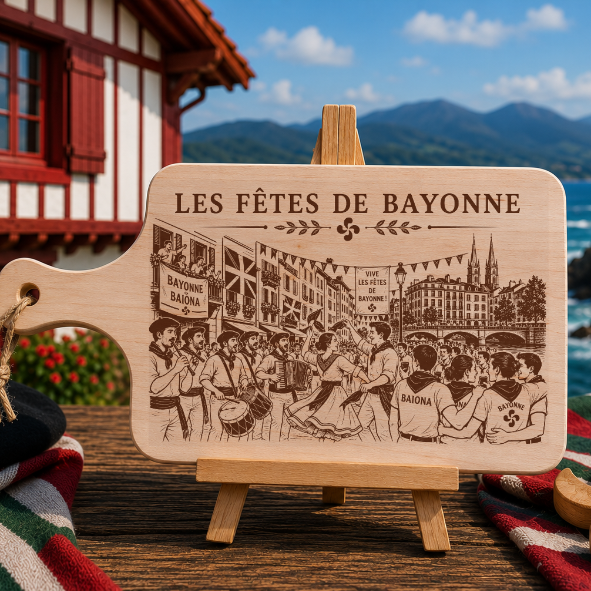 Planche à découper en bois d'aulne - Les fêtes de Bayonne