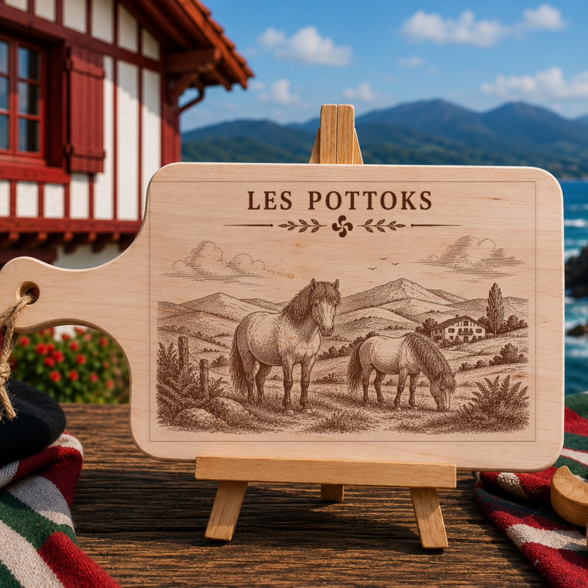 Planche à découper en bois d'aulne - Les pottoks