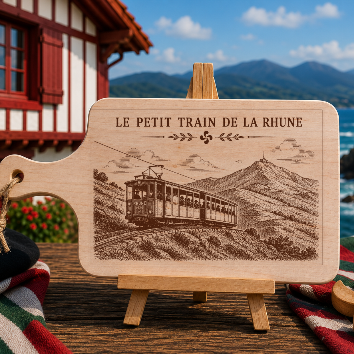 Planche à découper en bois d'aulne - Le petit train de la Rhune
