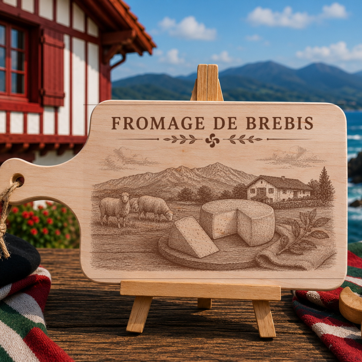 Planche à découper en bois d'aulne - Le fromage de brebis