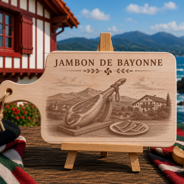 Planche à découper en bois d'aulne - Le jambon de Bayonne