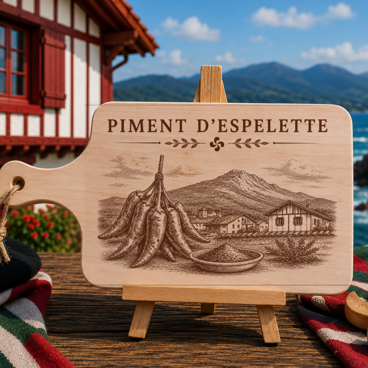 Planche à découper en bois d'aulne - Le piment d'Espelette
