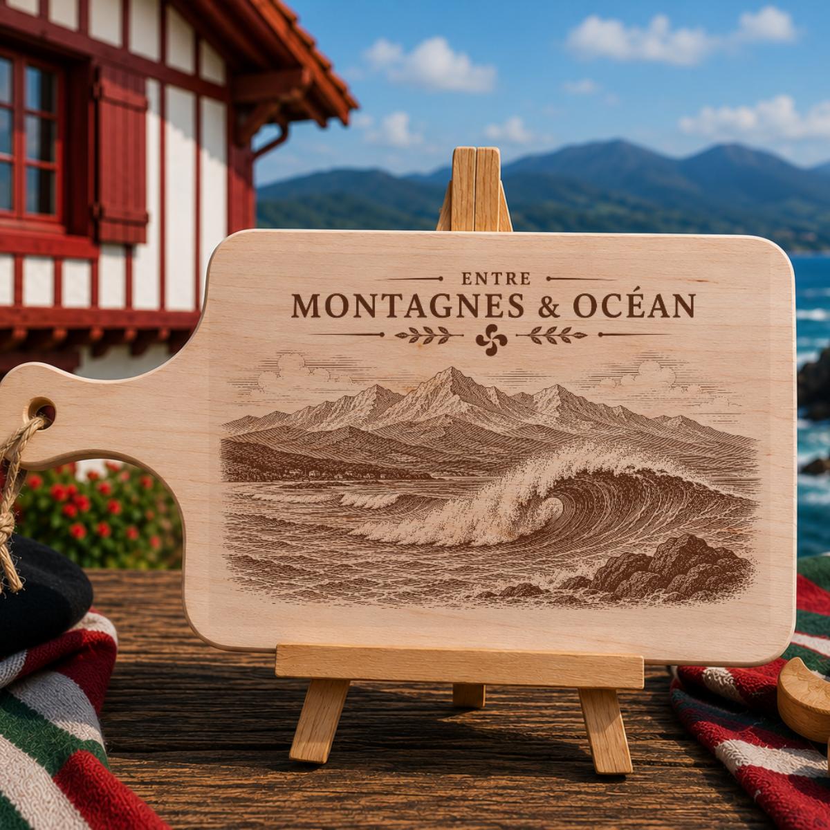 Planche à découper en bois d'aulne - Vague Pyrénées