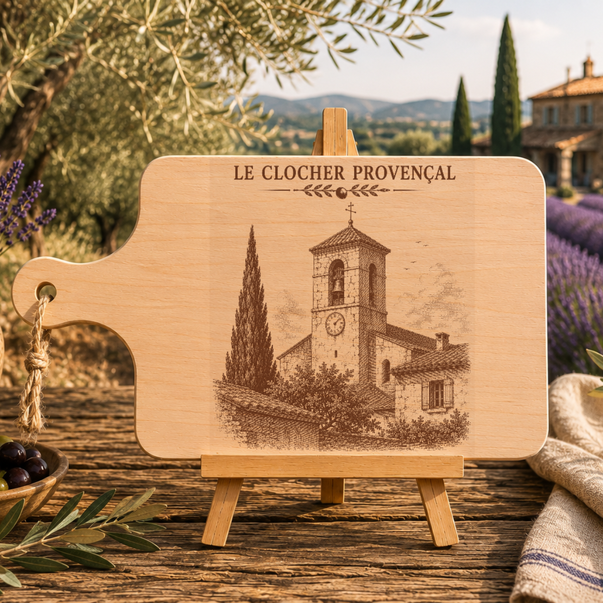 Planche à découper en bois d'aulne - Le clocher provençal