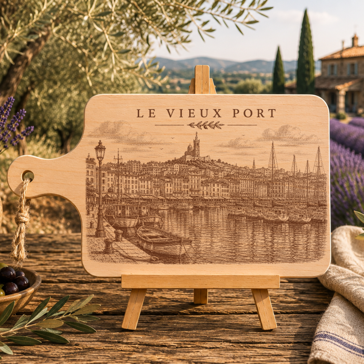 Planche à découper en bois d'aulne - Le Vieux Port