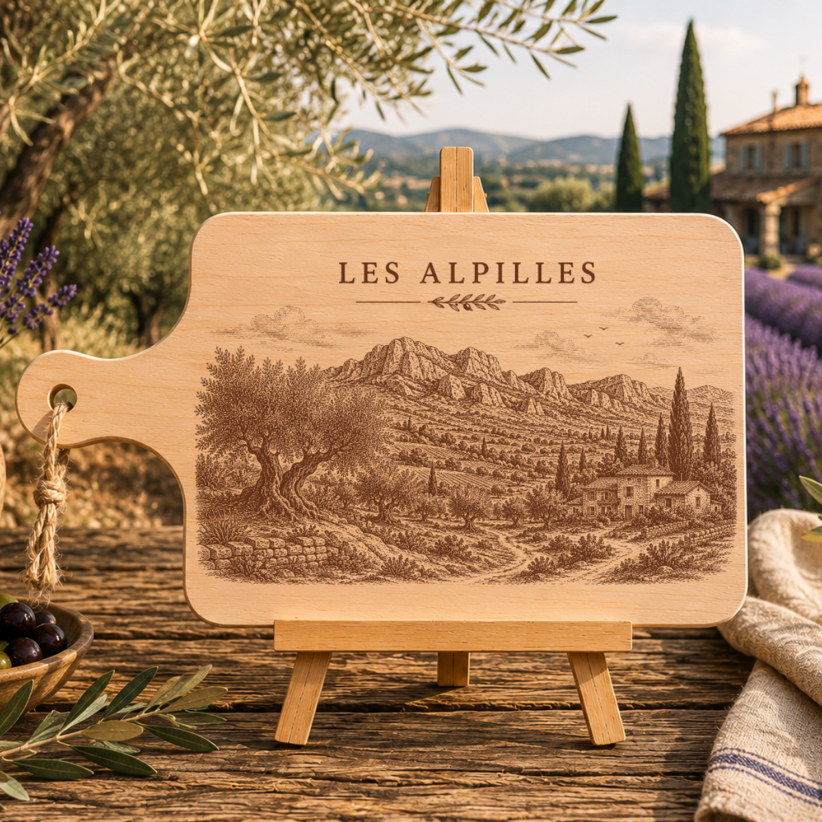 Planche à découper en bois d'aulne - Les Alpilles