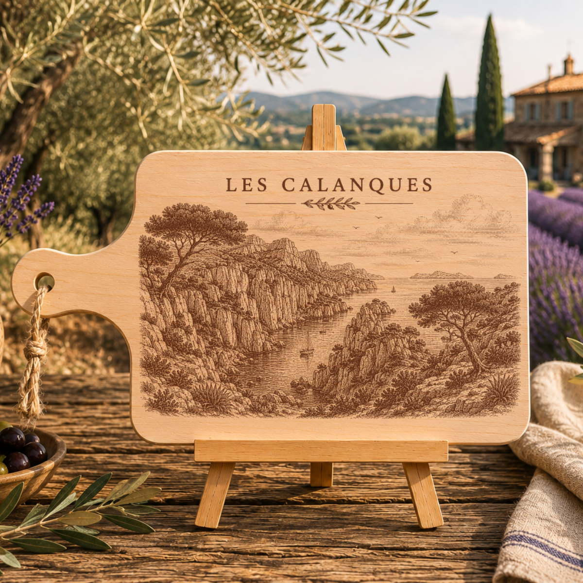 Planche à découper en bois d'aulne - Les calanques