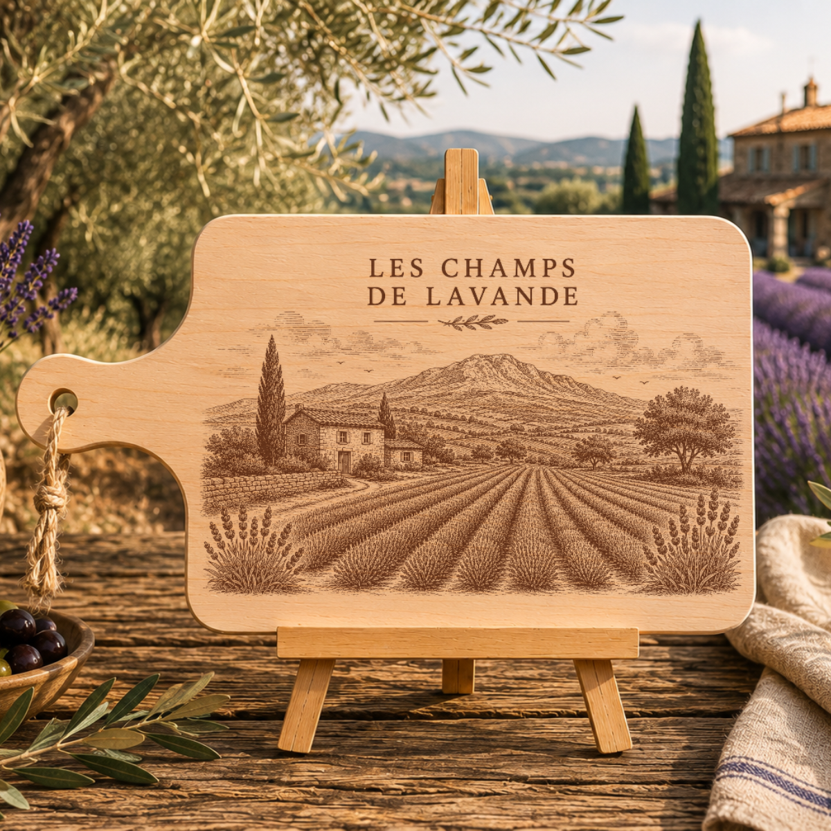 Planche à découper en bois d'aulne - Les champs de lavande