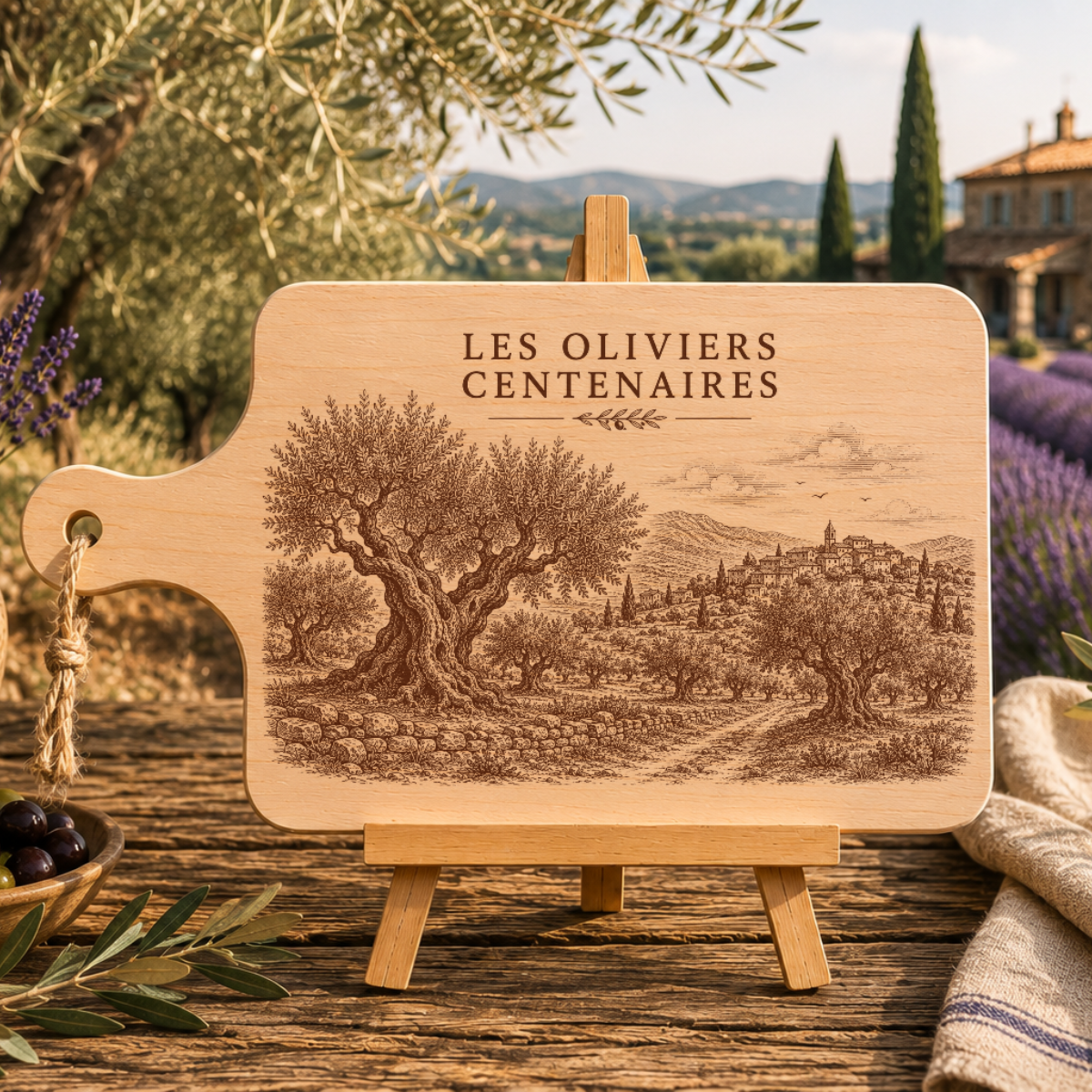 Planche à découper en bois d'aulne - Les oliviers centenaires