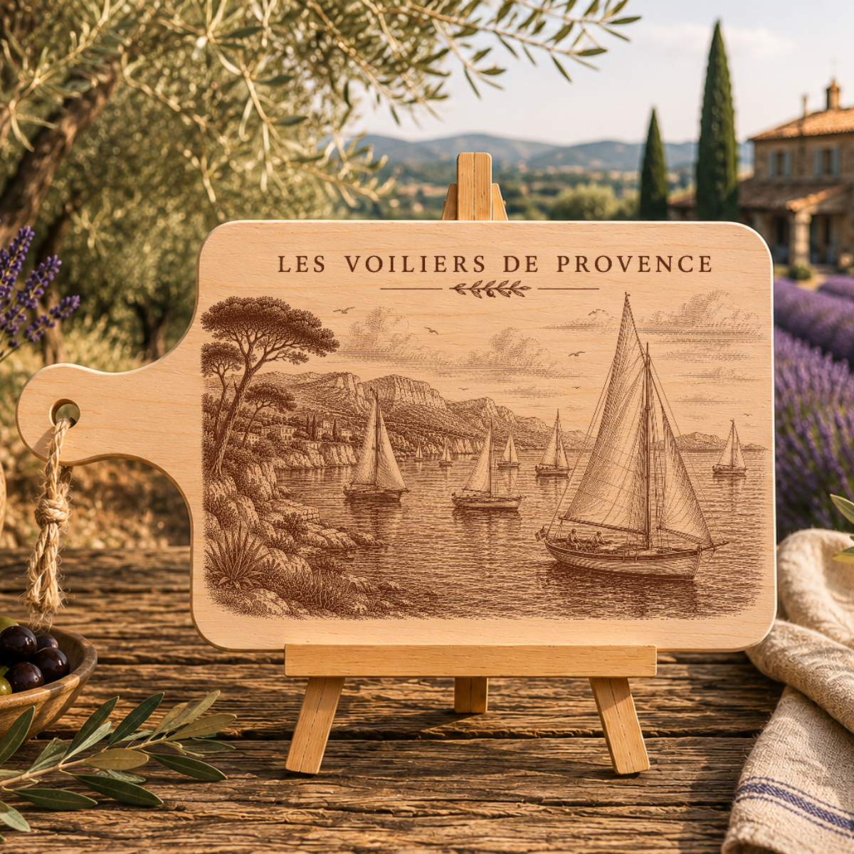Planche à découper en bois d'aulne - Les voiliers