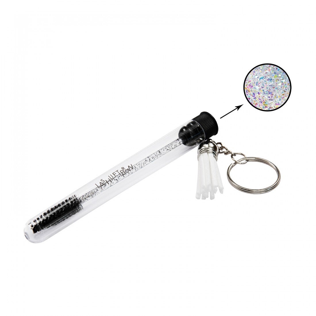 Wimperborstel sleutelhanger glitter