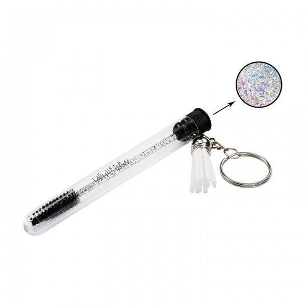 Wimperborstel sleutelhanger glitter