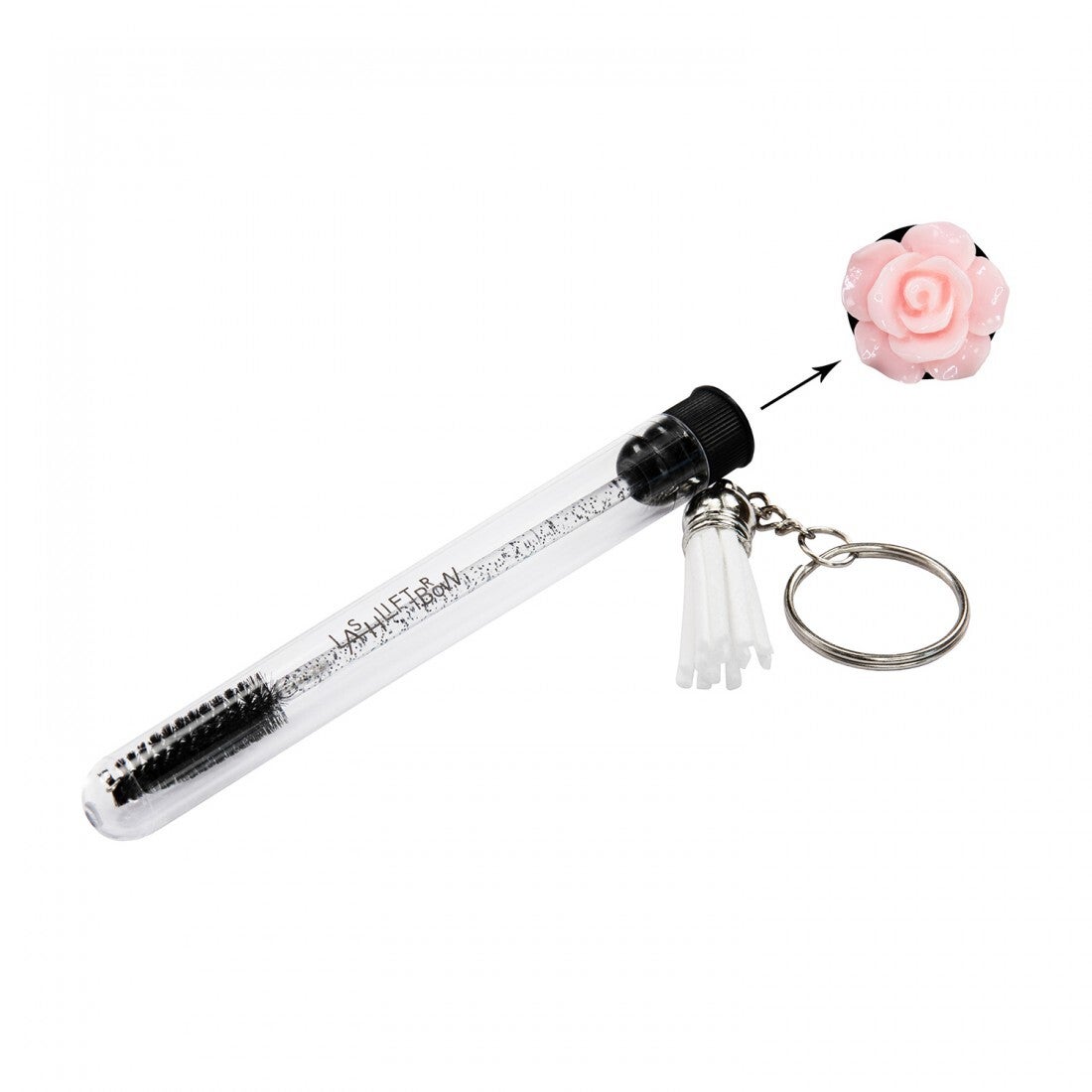 Wimperborstel sleutelhanger roos