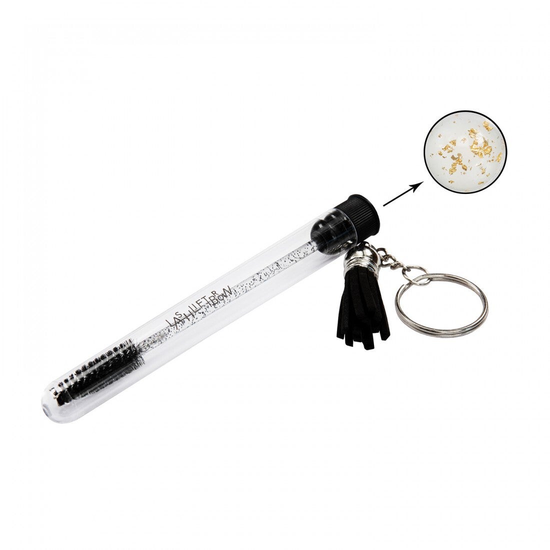 Wimperborstel sleutelhanger gold flakes