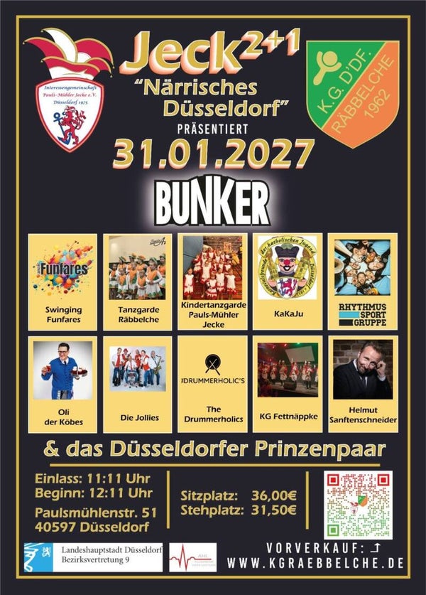 Sitzplätze mit hohen Hockern: Jeck²+1 – „Närrisches Düsseldorf“