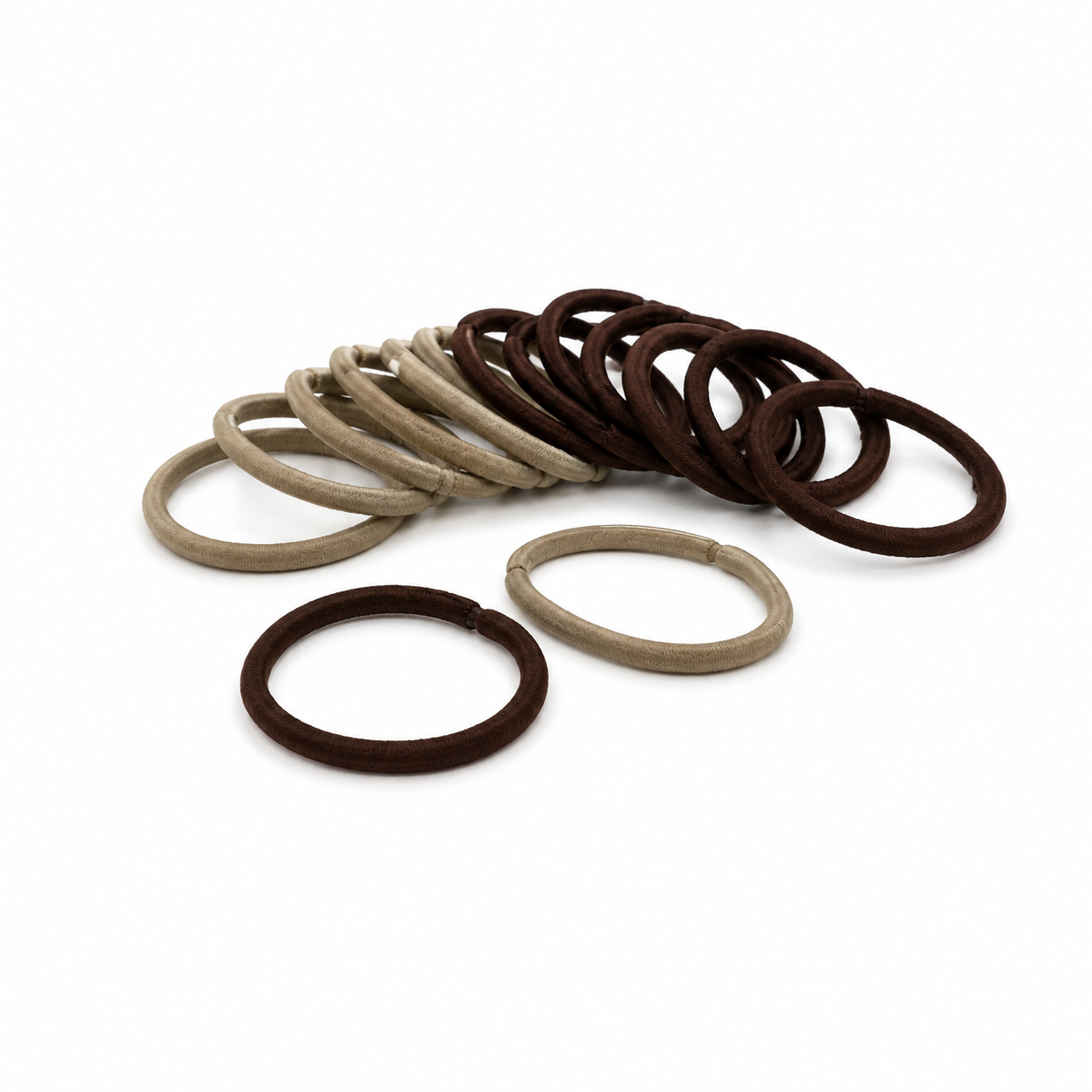 Haarelastieken Beige & Bruin – 15 Stuks