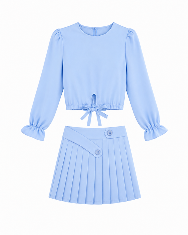 Blouse & Rok Set Lichtblauw, meisjes 4-14 Jaar