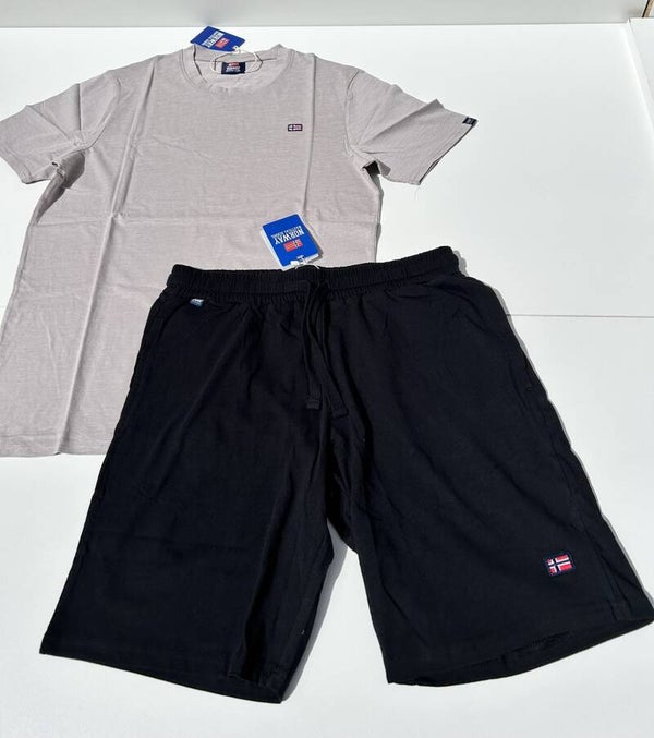 Set Norway 1963 T-Shirt & Bermuda Short, Beige-Zwart