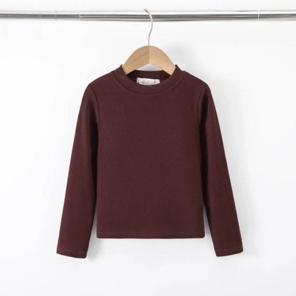 Meisjes Longsleeve Bordeaux – Ribstof