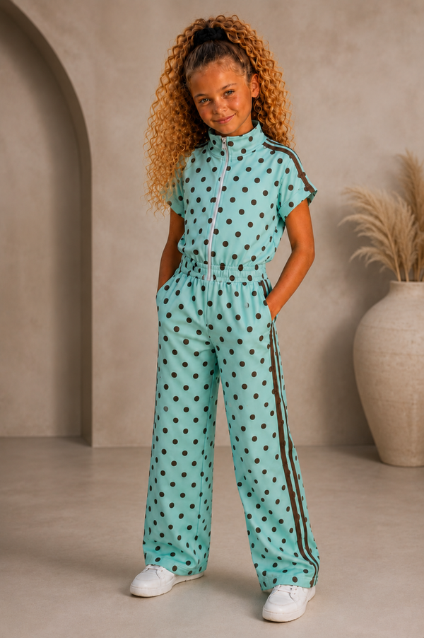 meisjes set polka tweedelig aqua