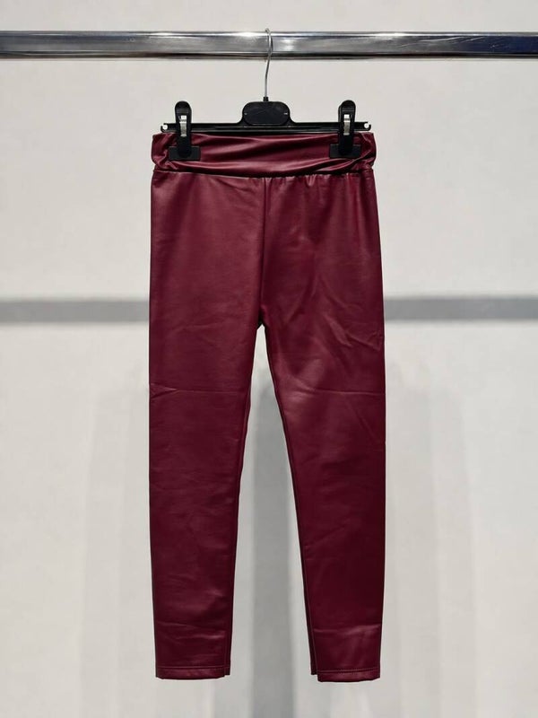 Meisjes Leatherlook Legging Bordeaux
