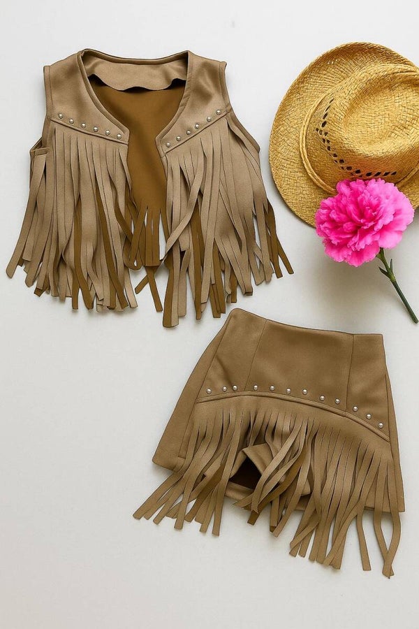 Western Dream Fringe Set – Beige