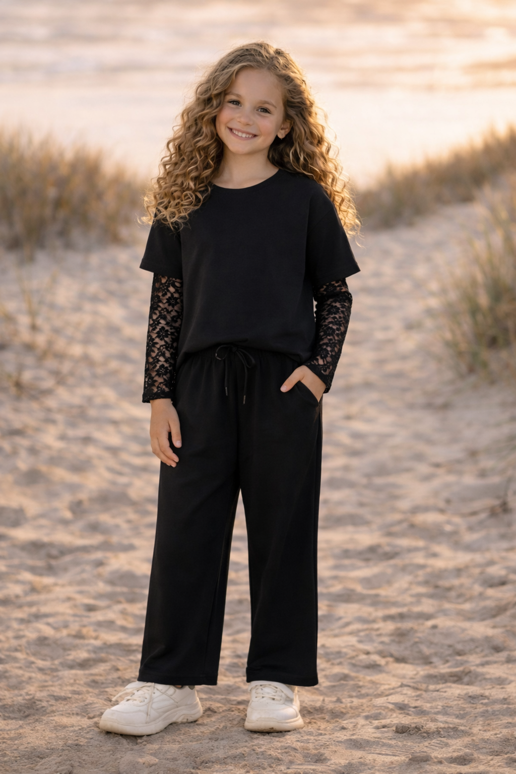 Sunny Lace Lounge Set – Zwart