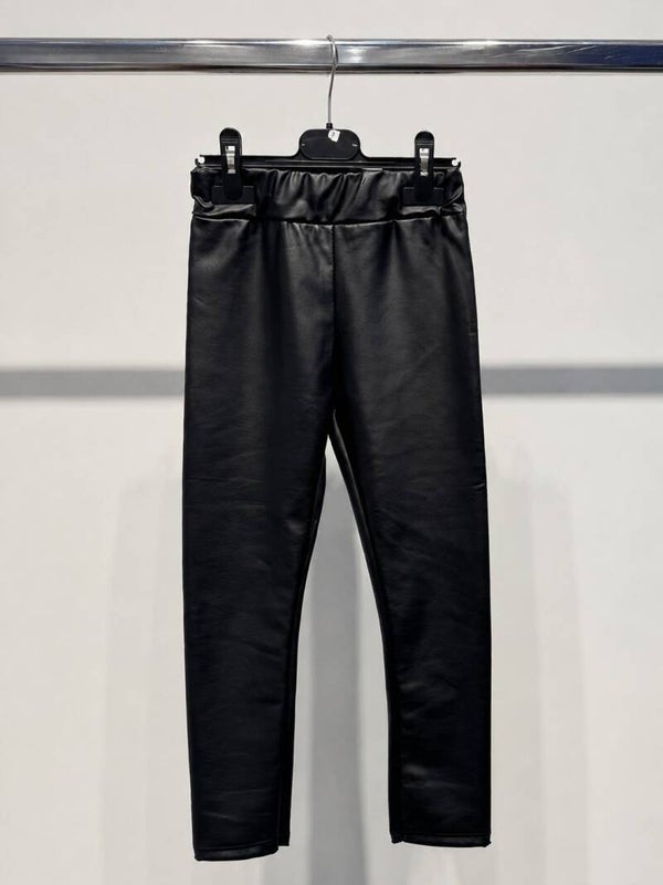 Meisjes Leatherlook Legging Zwart