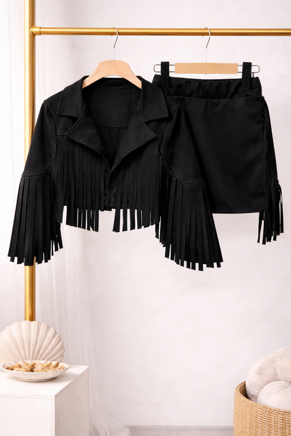 2delig meisjes set zwart met franjes