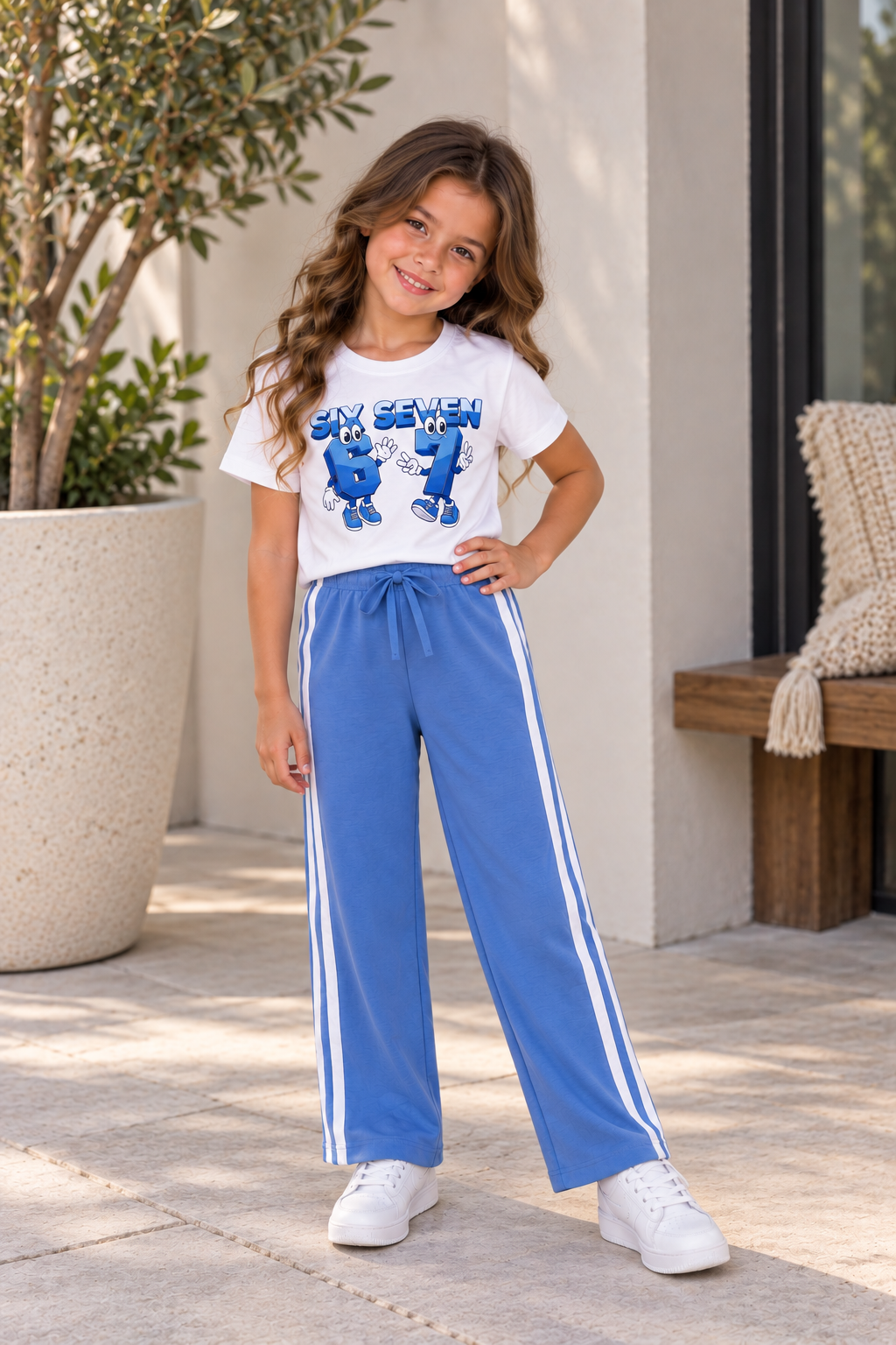Meisjes Outfit Six Seven azuurblauw